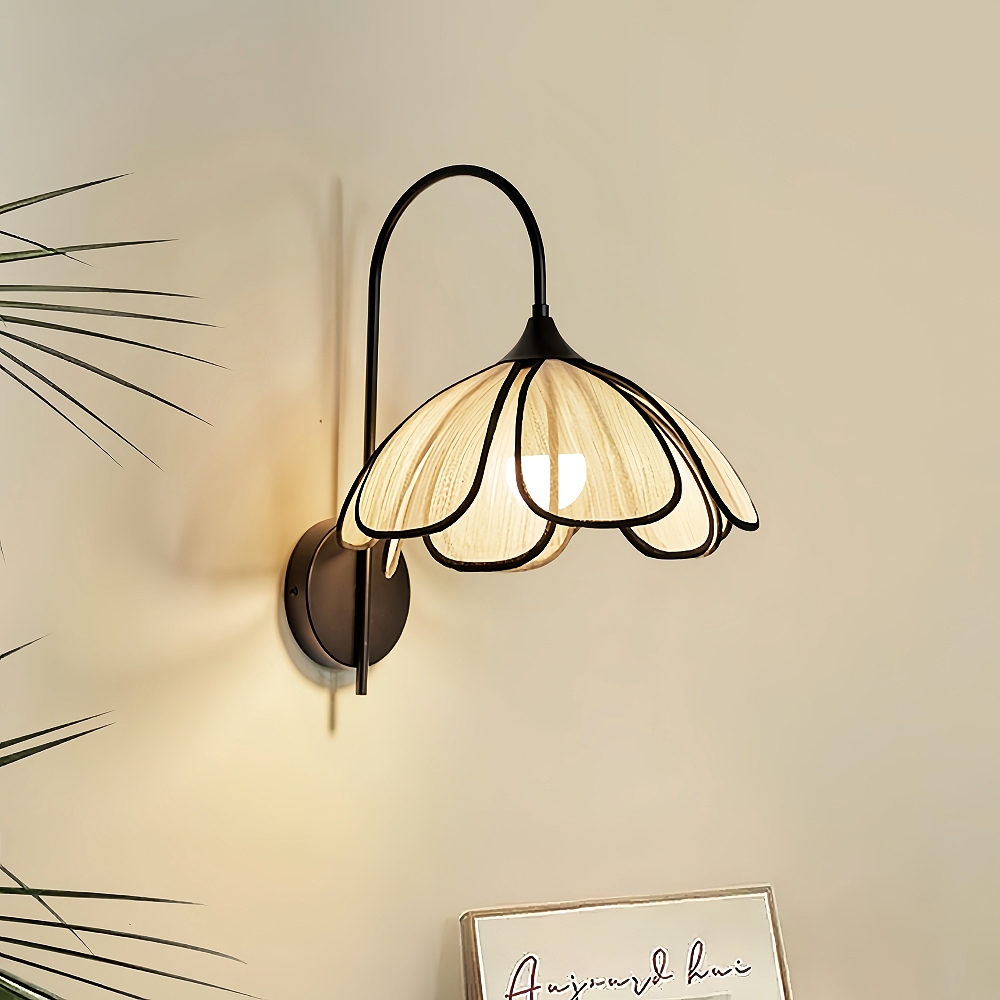Japanese Wabi Sabi Style Rattan Woven Petal Wall Lamp