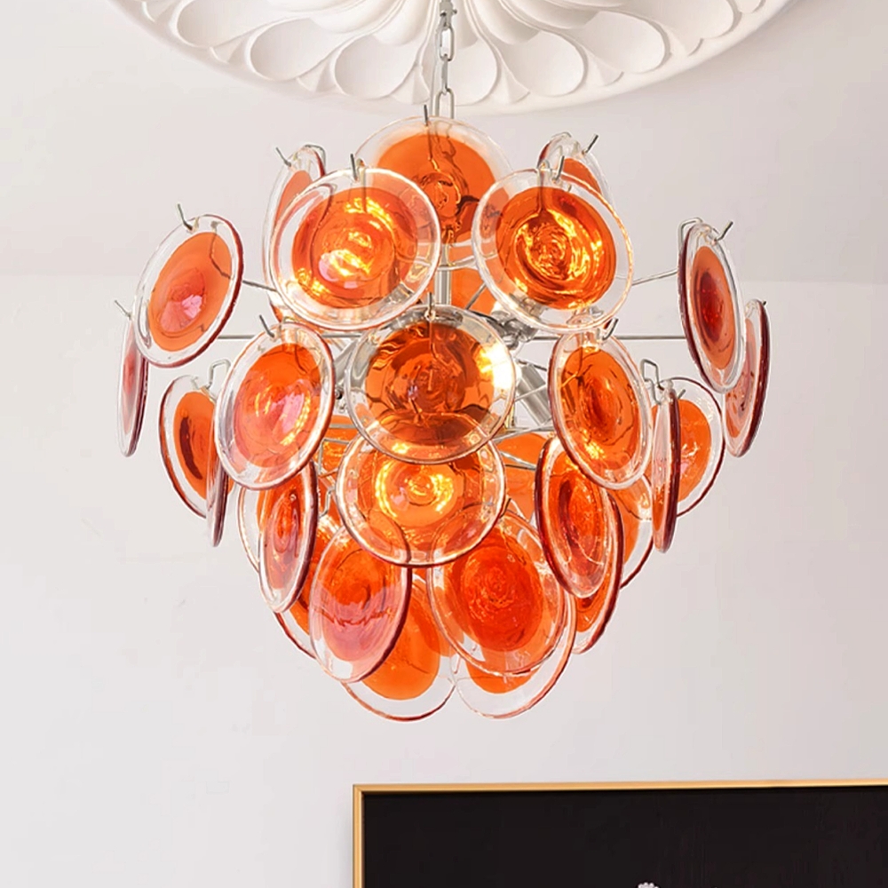 Italian Style Vintage Colored Multi-Layer Handmade Glass Pendant Light