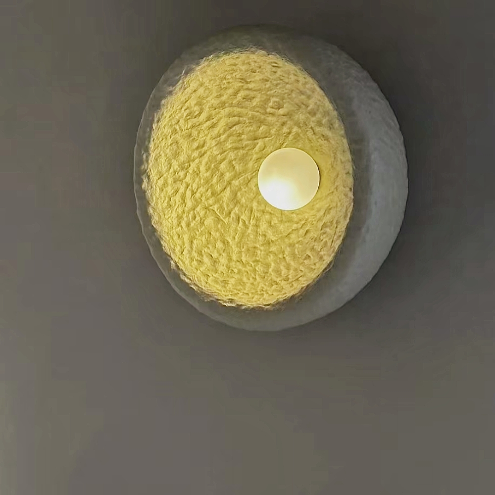 Wabi Sabi Style Retro White Resin Frosted Texture Wall Lamp