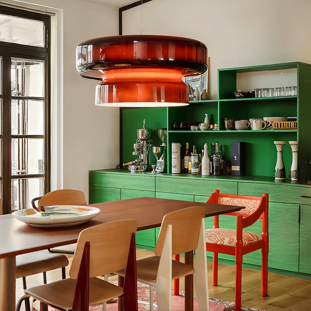 Spanish Style Colorful Creative Glass Double Layered Pendant Light