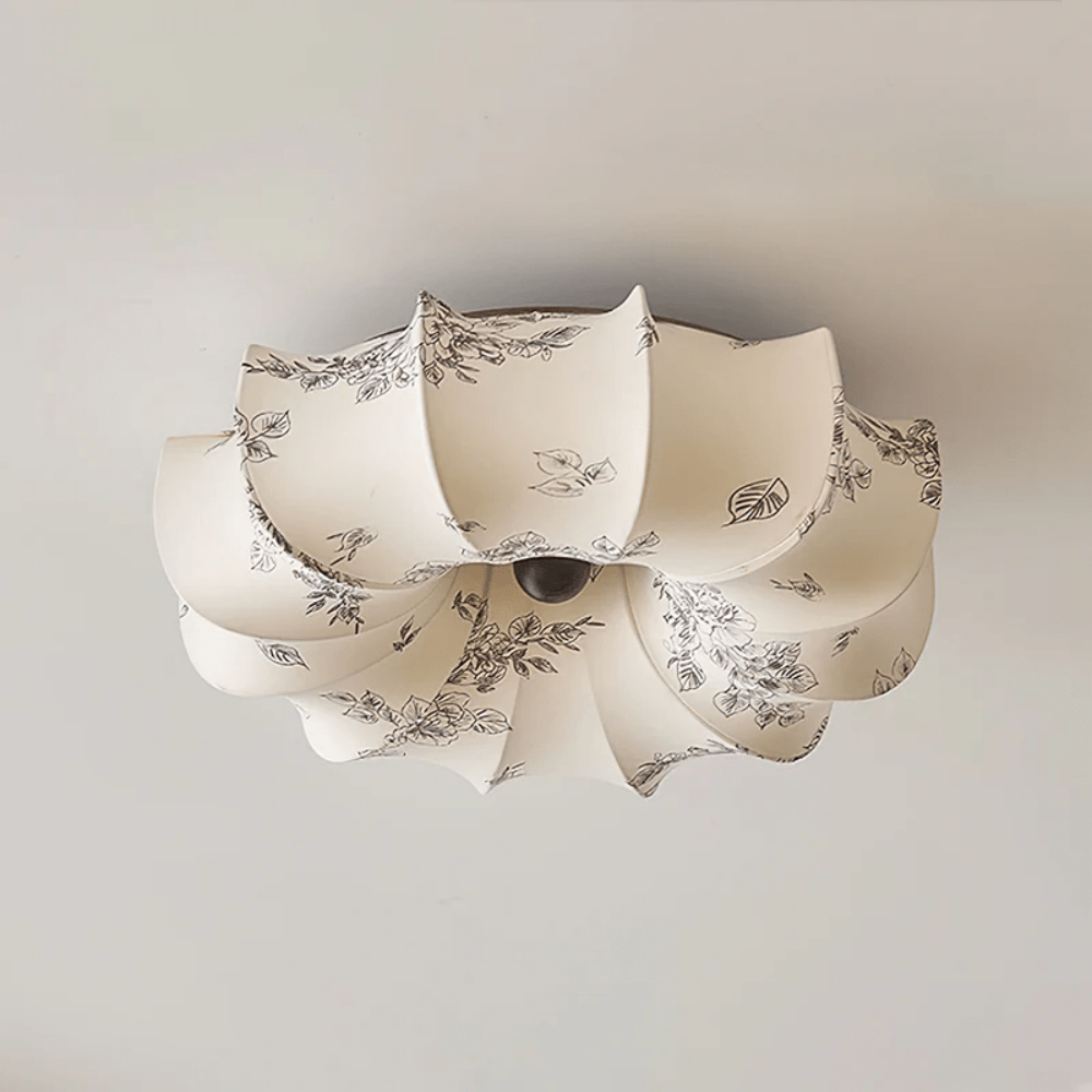 French Patterned Fabric Ceiling Light Bedroom Flush Mount