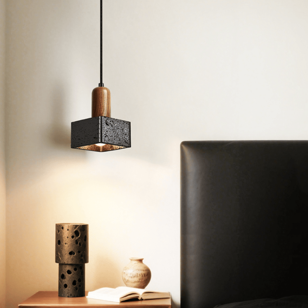 Wabi-Sabi Black Travertine Mini Pendant Lamp