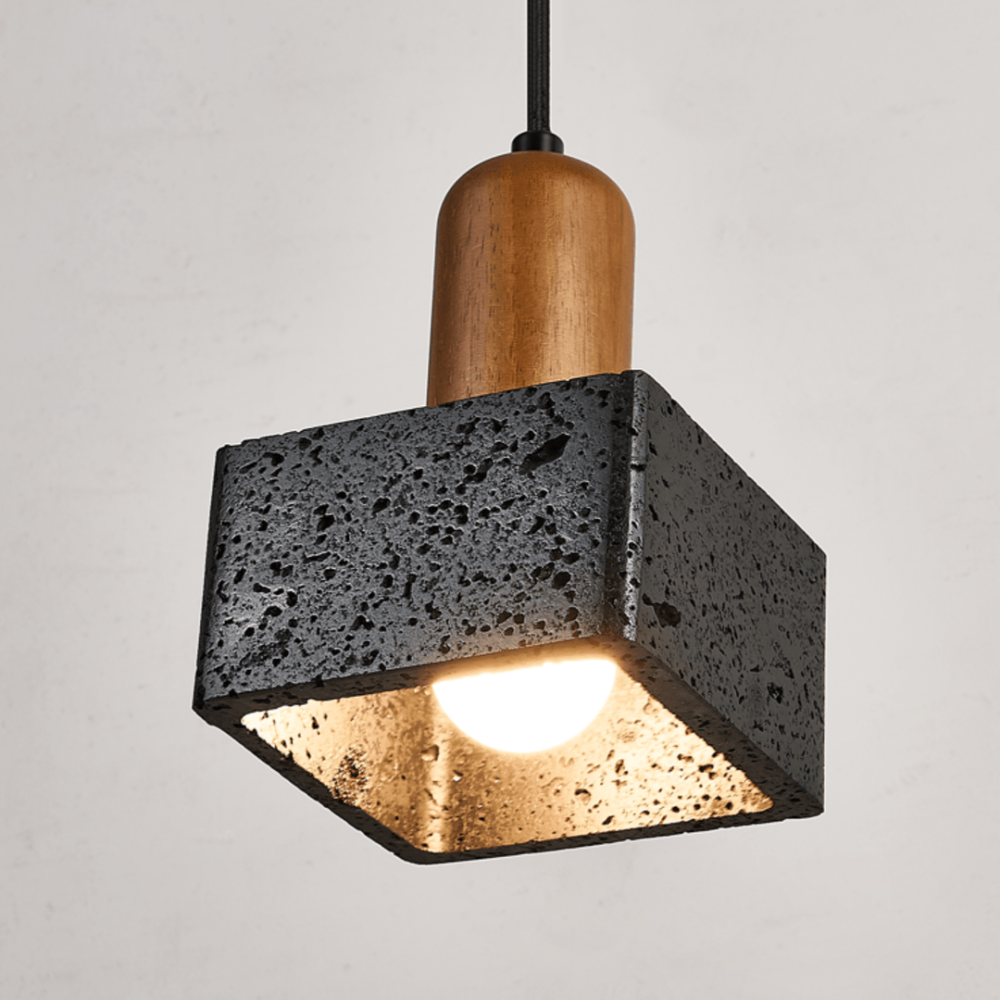 Wabi-Sabi Black Travertine Mini Pendant Lamp