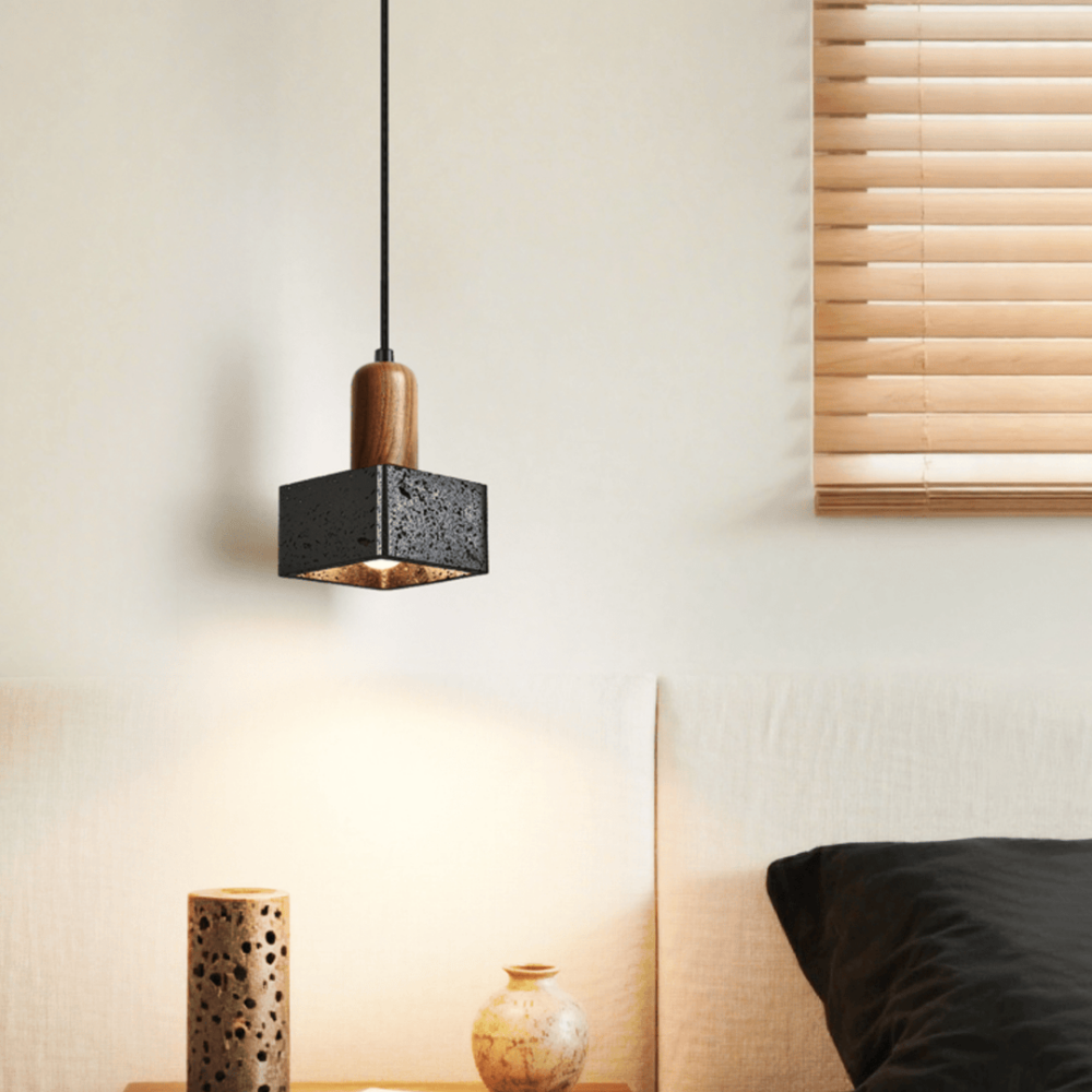 Wabi-Sabi Black Travertine Mini Pendant Lamp