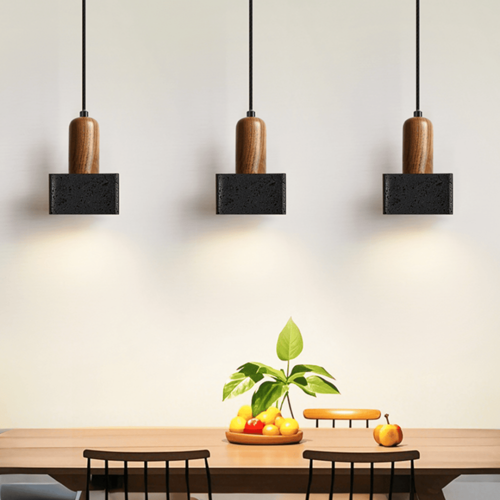 Wabi-Sabi Black Travertine Mini Pendant Lamp