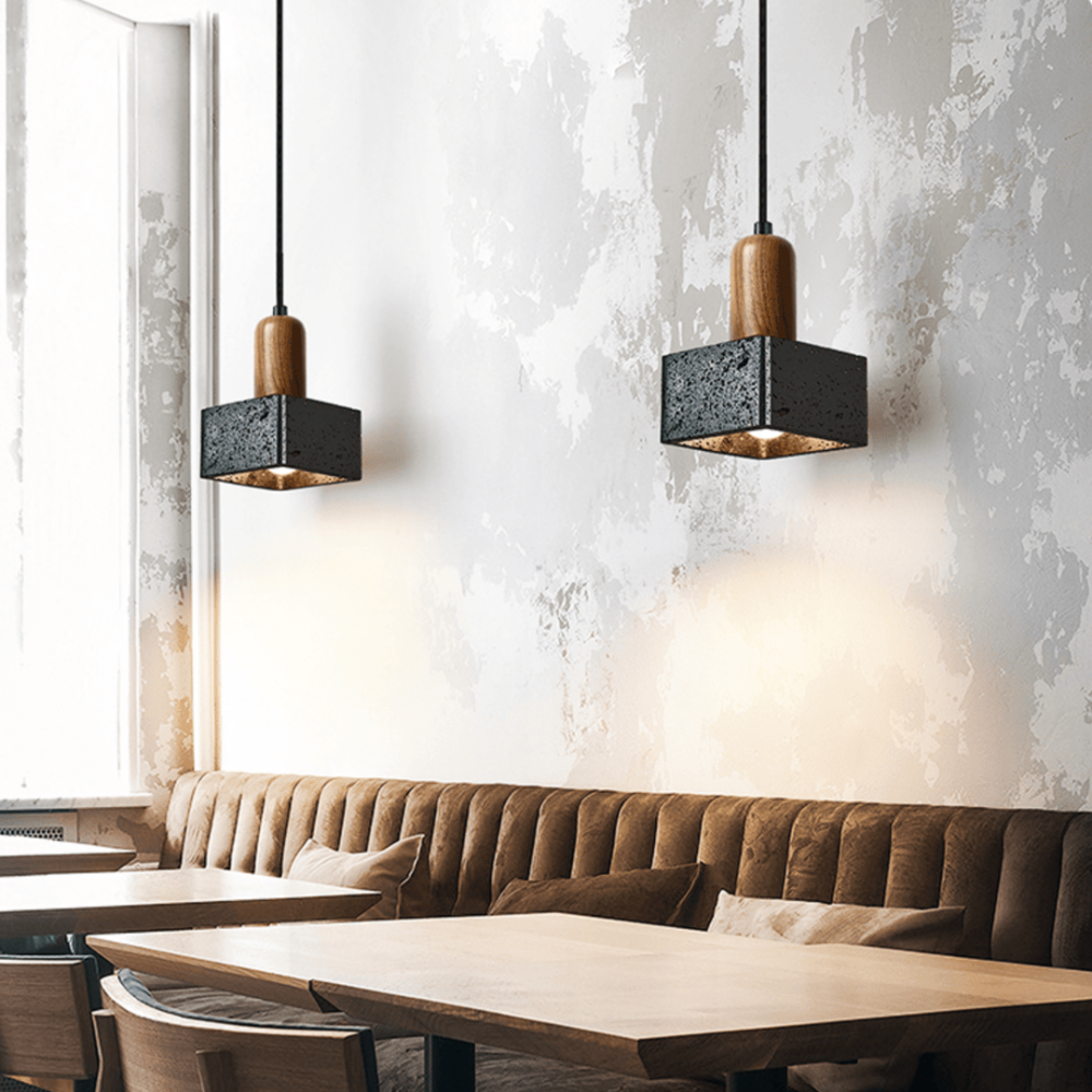 Wabi-Sabi Black Travertine Mini Pendant Lamp