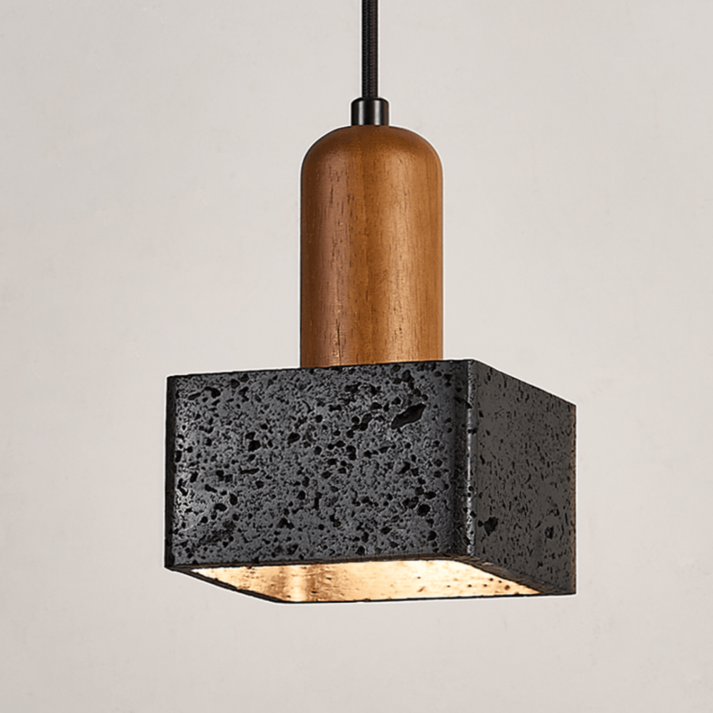 Wabi-Sabi Black Travertine Mini Pendant Lamp