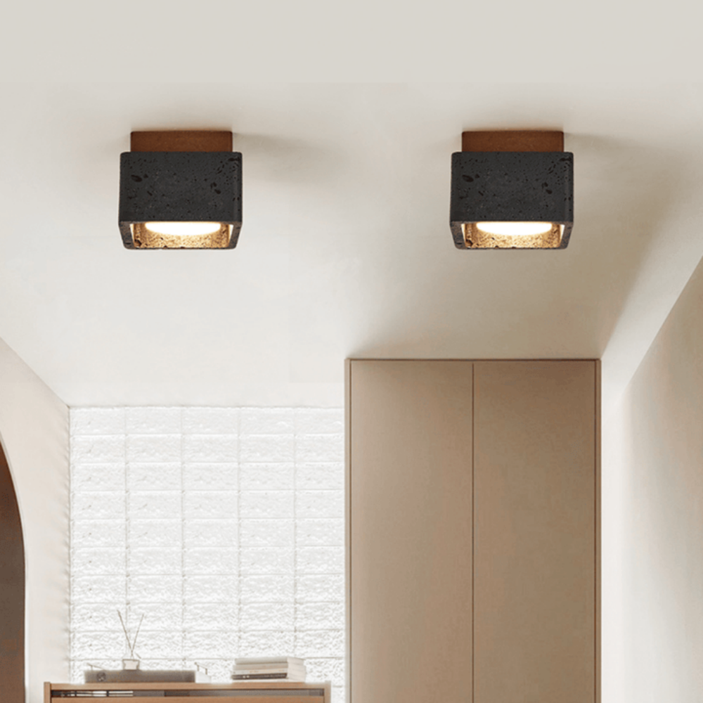 Wabi-Sabi Black Travertine Mini Pendant Lamp