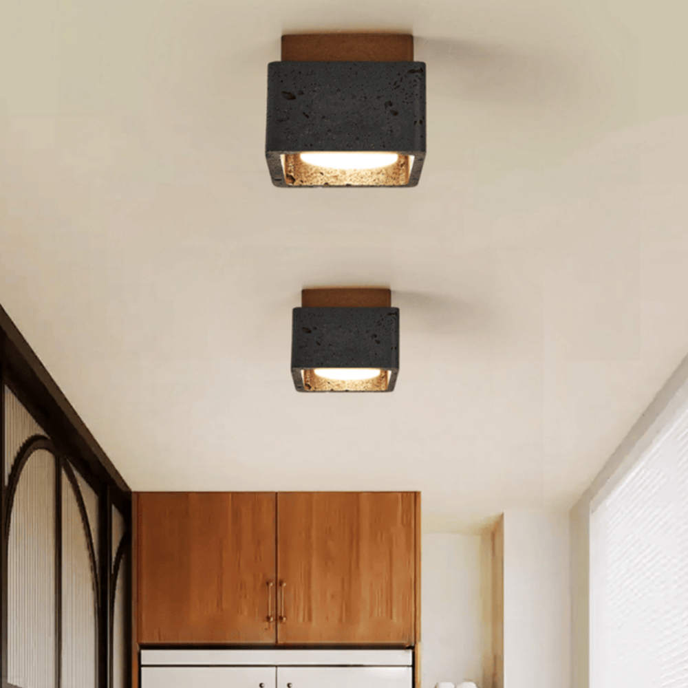 Wabi-Sabi Black Travertine Mini Pendant Lamp