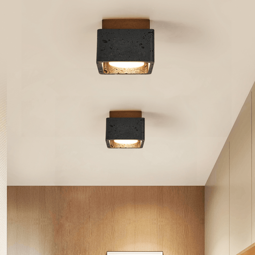 Wabi-Sabi Black Travertine Mini Pendant Lamp