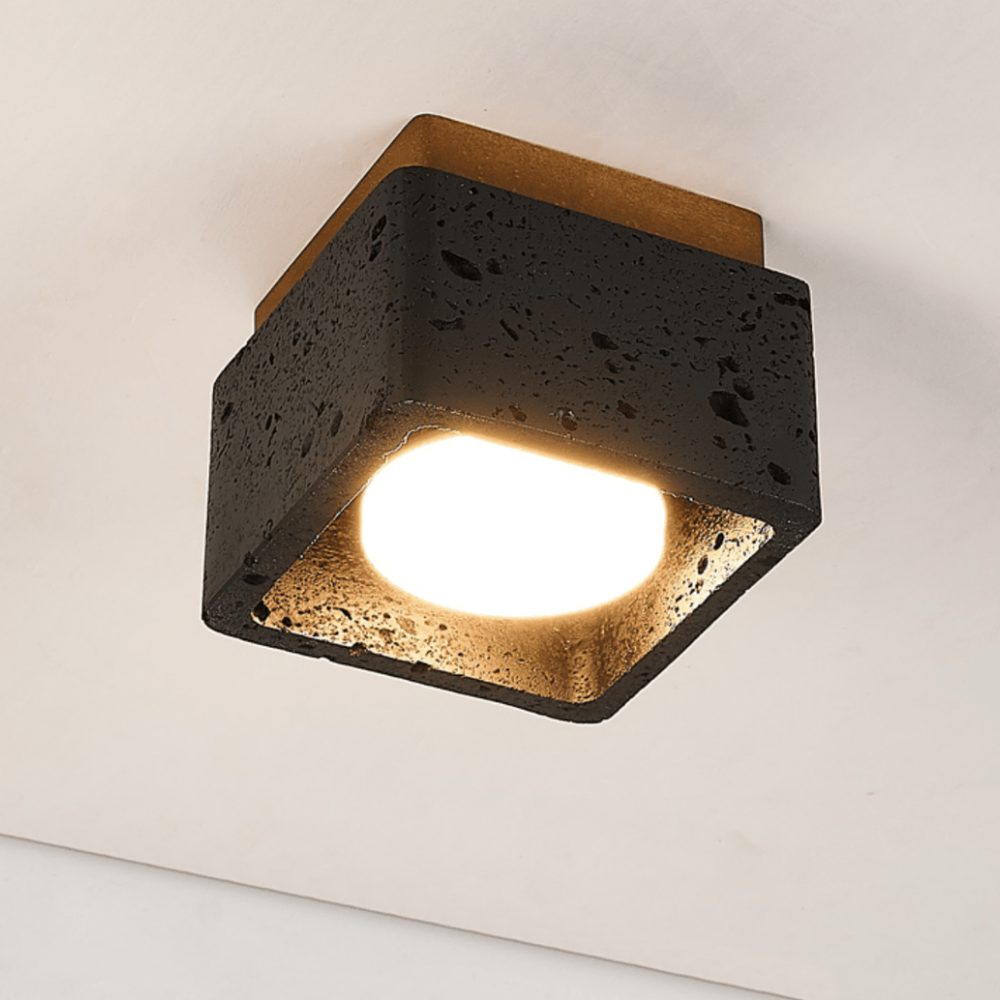 Wabi-Sabi Black Travertine Mini Pendant Lamp