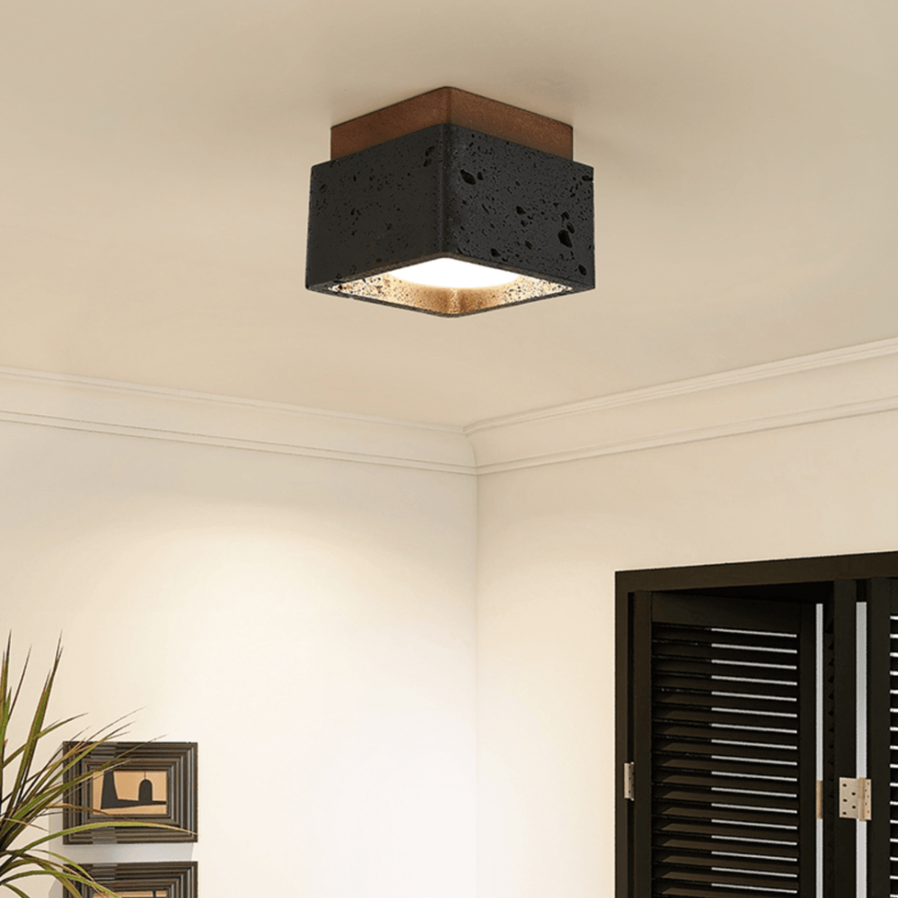Wabi-Sabi Black Travertine Mini Pendant Lamp