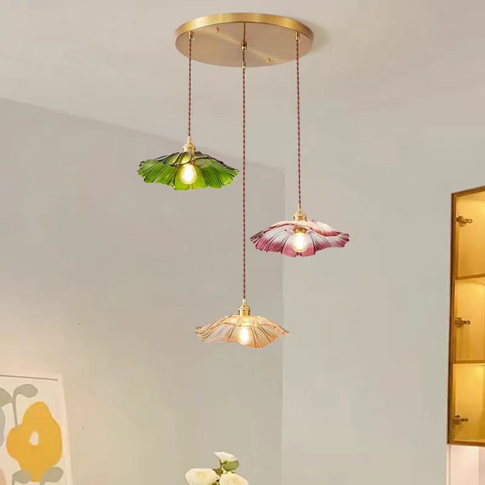 Japanese Retro Glass Flower Pendant Light Modern Creative Entrance Bar Lighting Fixtures