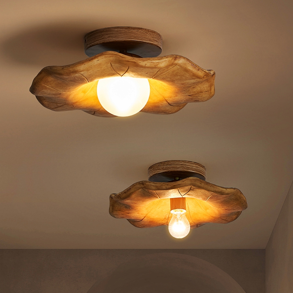 Retro Art Resin Ruffle Brown Ceiling Light