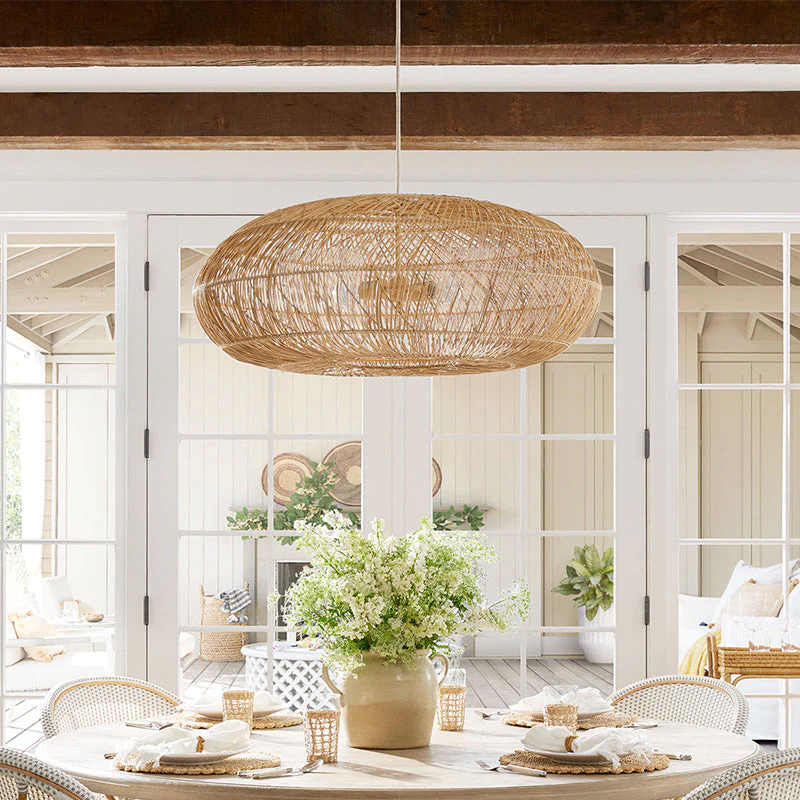 Basket Rattan Woven Lantern Chandelier Pendant Lamp Shade