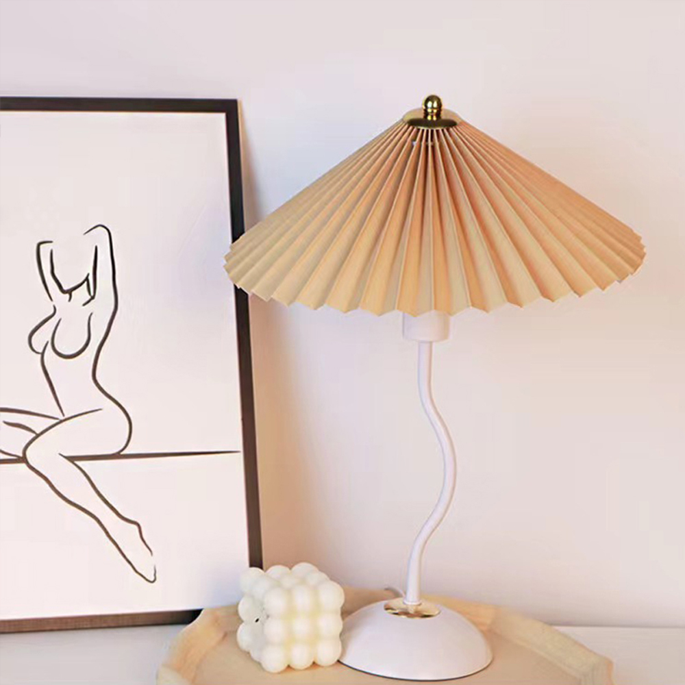 Nordic Simple Fabric Table Lamp Household Pleated Night Light