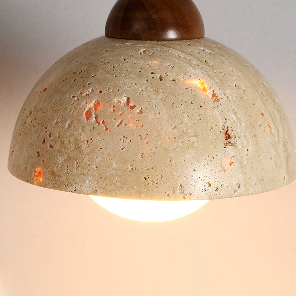 Wabi-Sabi Creative Homestay Travertine Stone Pendant Light Fixture