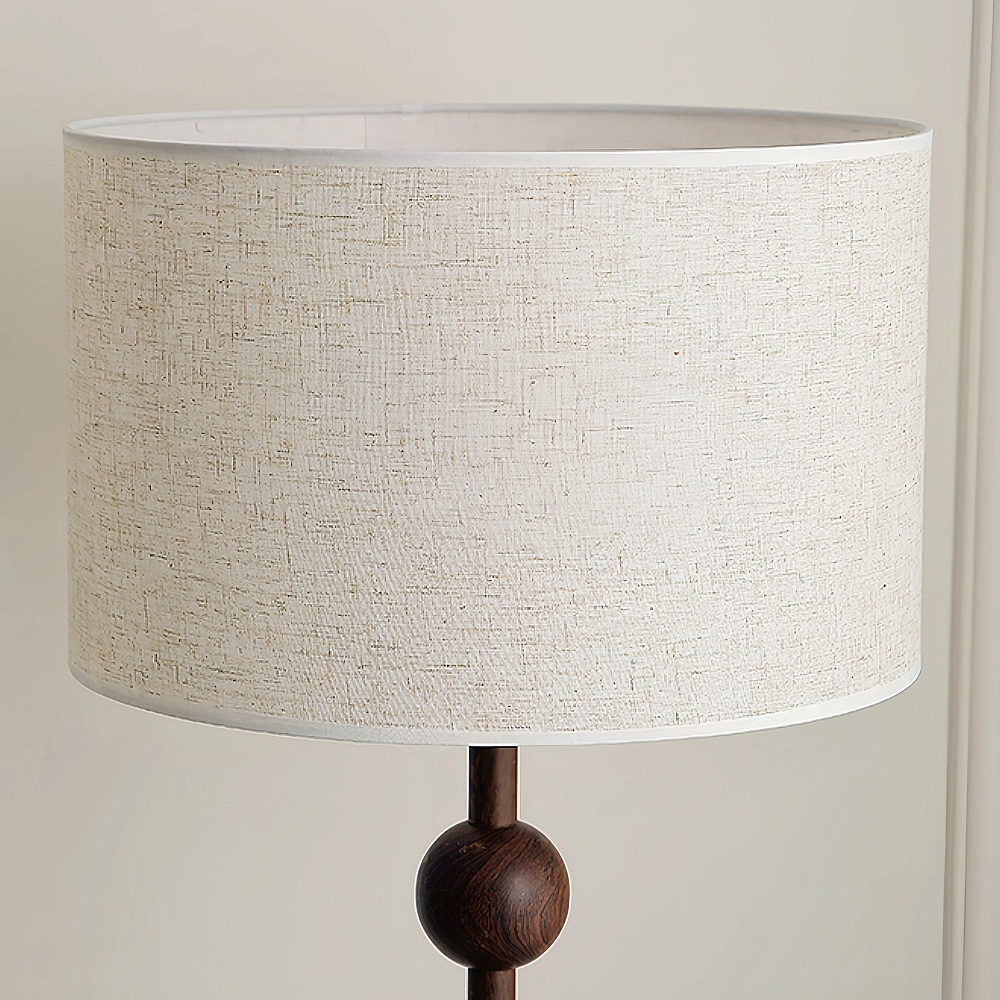 Retro White Wax Wood Fabric Lampshade Bedroom Floor Lamp