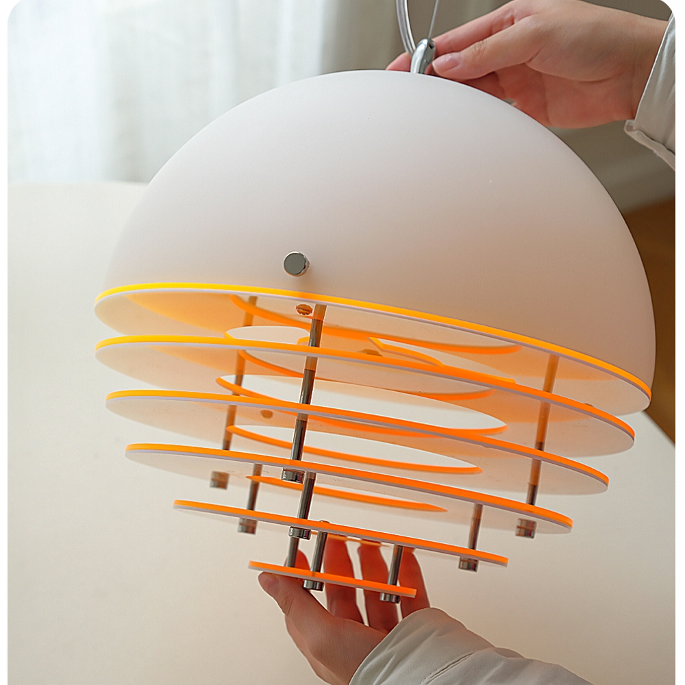 Vintage Bauhaus Sunset Orange Acrylic Pendant Bar Light Fixture