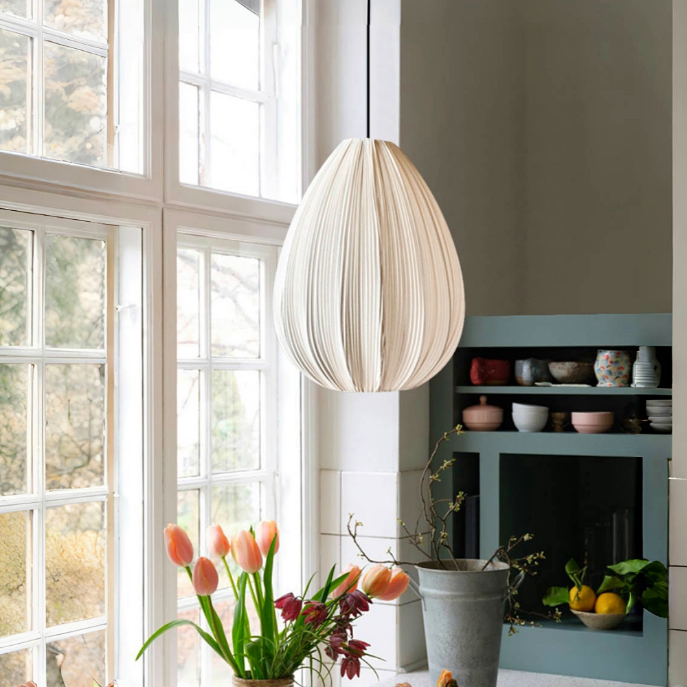 Wabi Sabi Style Retro Pleated Fabric Pendant Light