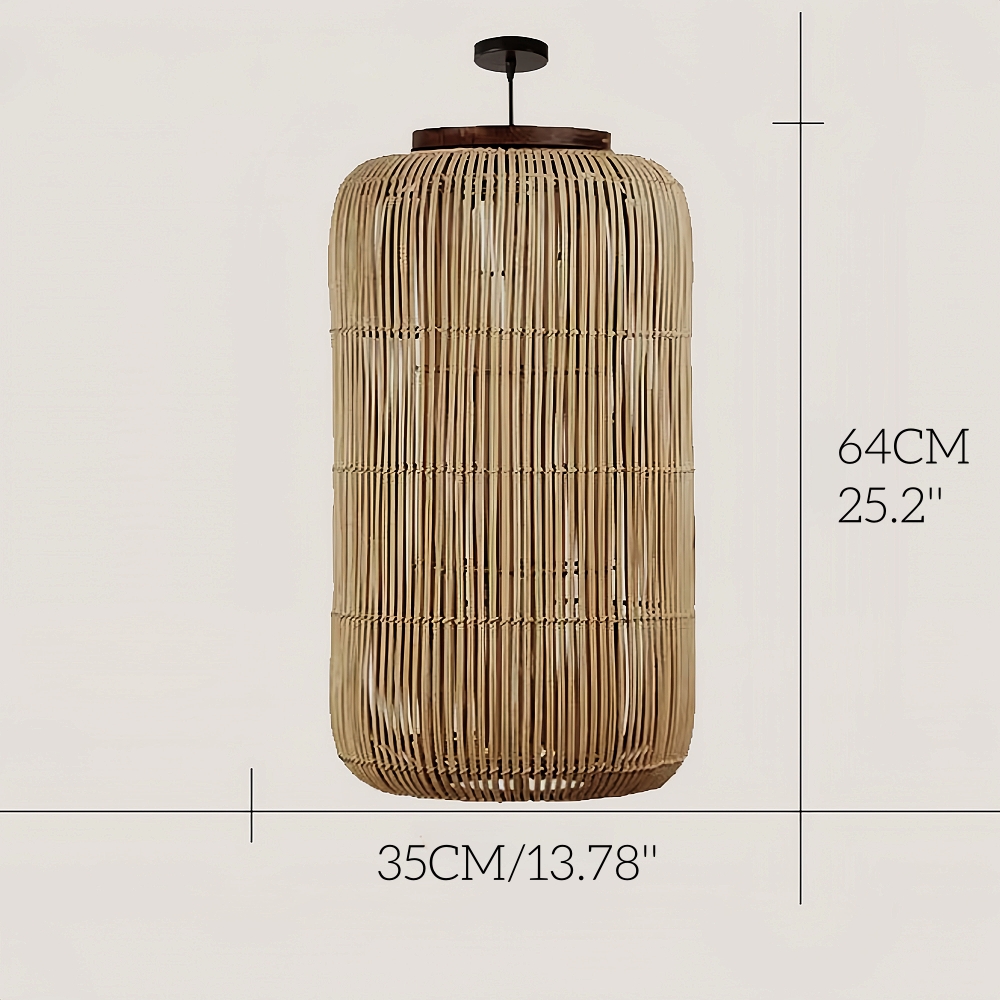 Retro Style Capsule Shaped Rattan Pendant Light Dining Living Room