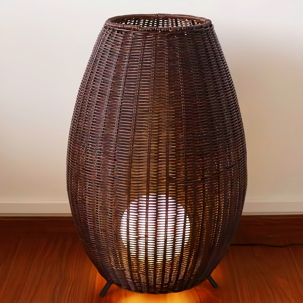 Outdoor Waterproof Rattan Floor Lamp Courtyard Lawn Lamp