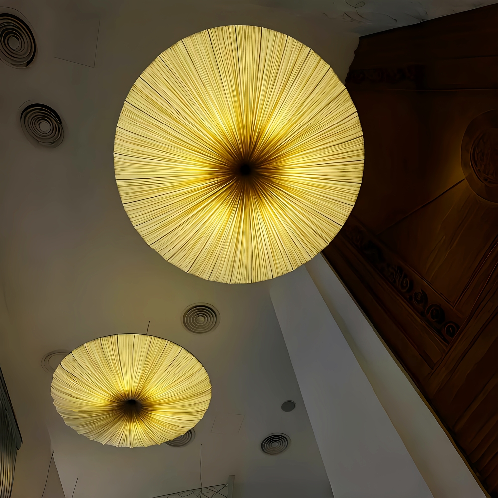 Japanese-Style Creative Fabric Ceiling Lamp - Disc-Shaped Pendant Lamp