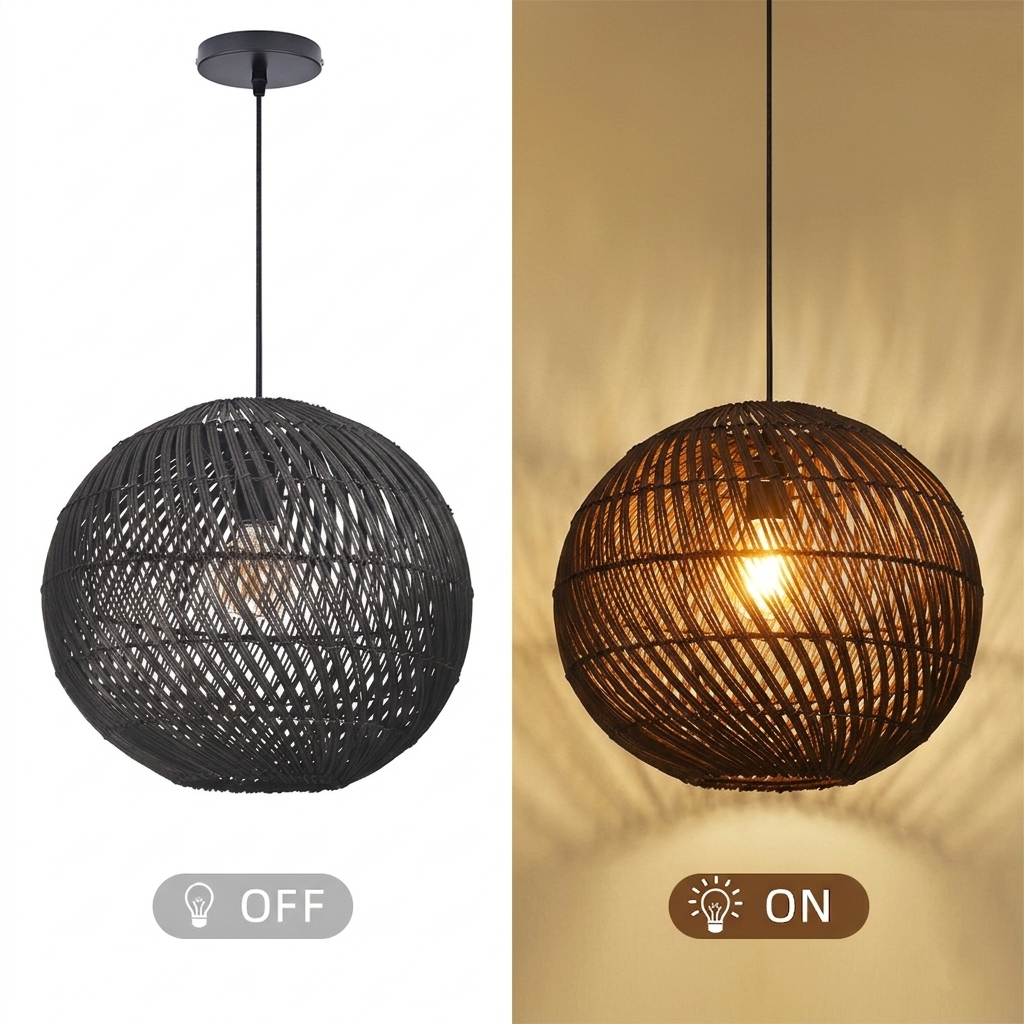 Southeast Asian Handmade Rattan Pendant Light Natural Woven Ceiling Lamp