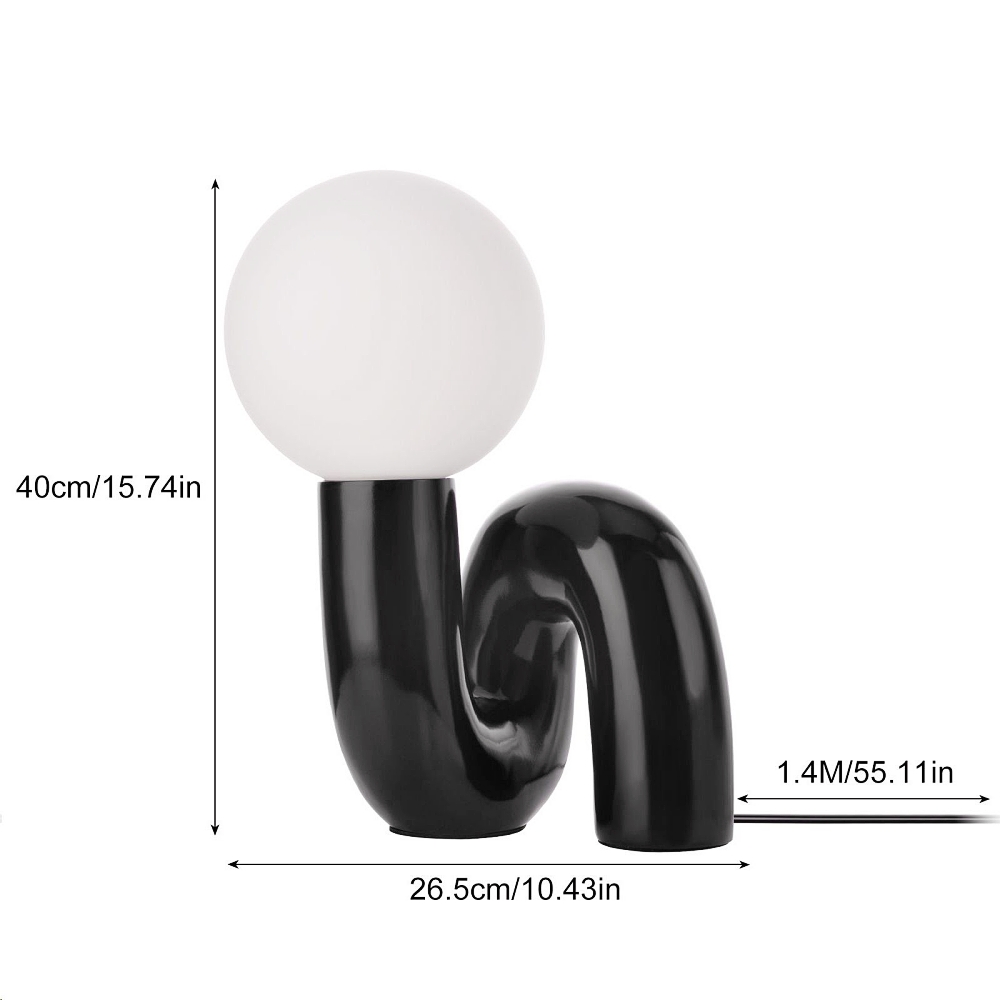 Postmodern Loop Resin Table Lamp With Frosted Glass Globe