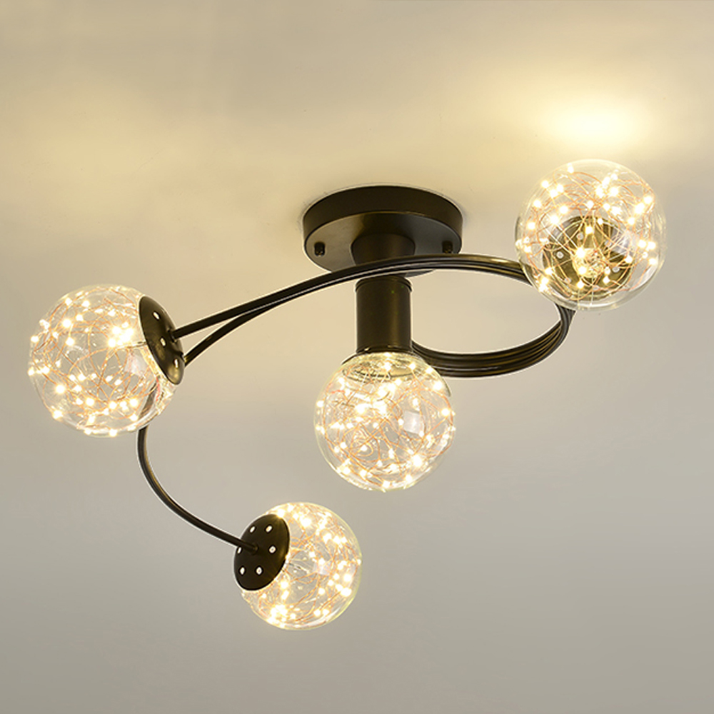 Nordic luxury star string chandelier glass bubble pendant lighting living room glass ball lamps