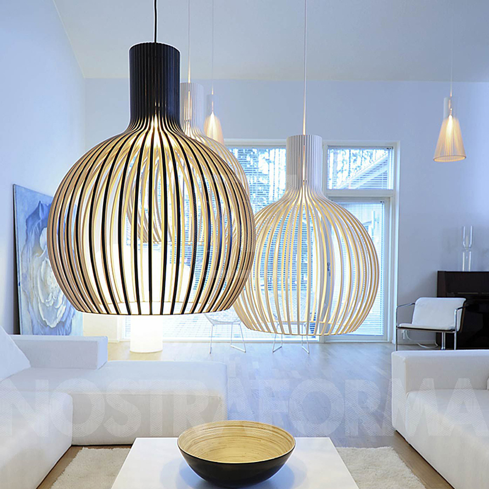 Unique Birdcage Wooden pendant light For Kitchen Island Living room