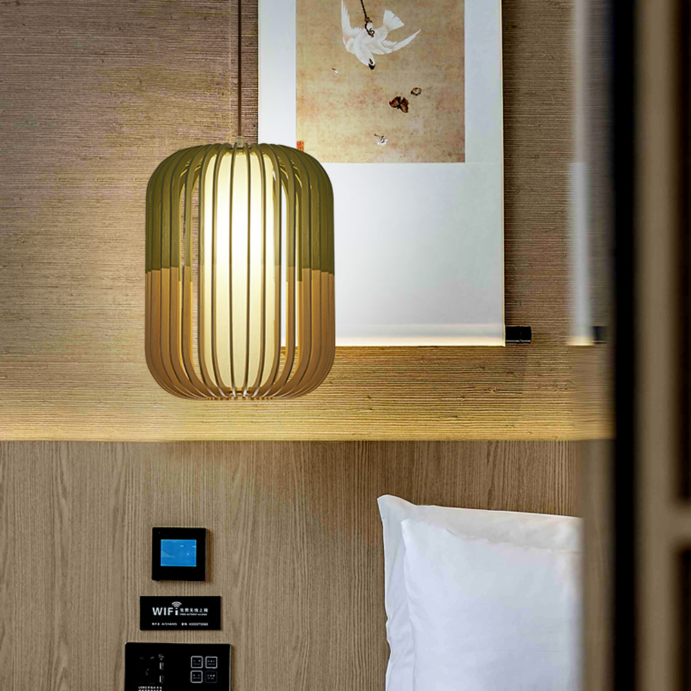 Pumpkin shaped Wooden Chandelier Handmade Nordic Hanging Lamp