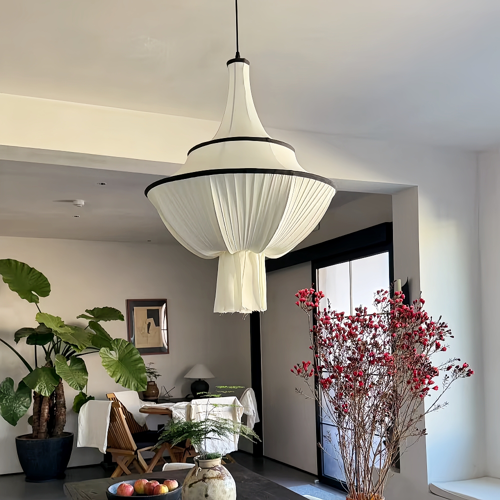 French Cream Style Satin Fabric Chandelier