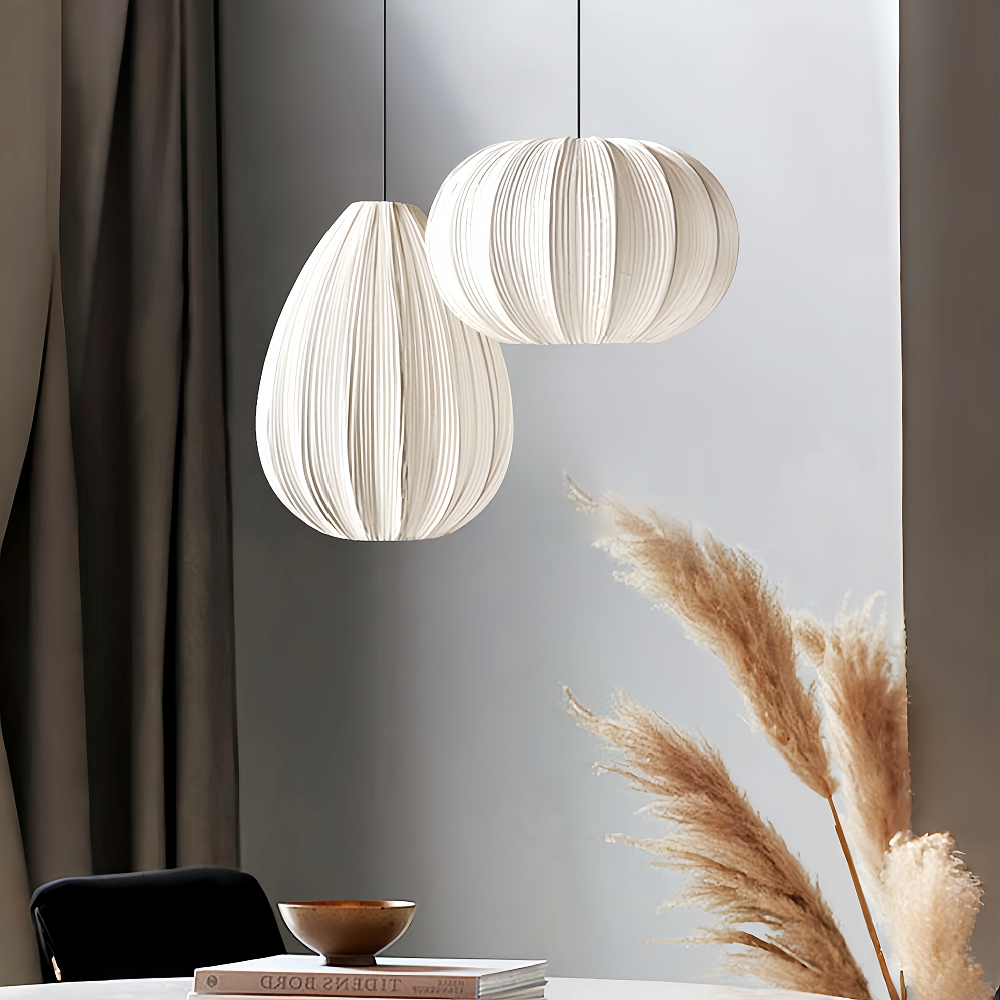 Wabi Sabi Style Retro Pleated Fabric Pendant Light
