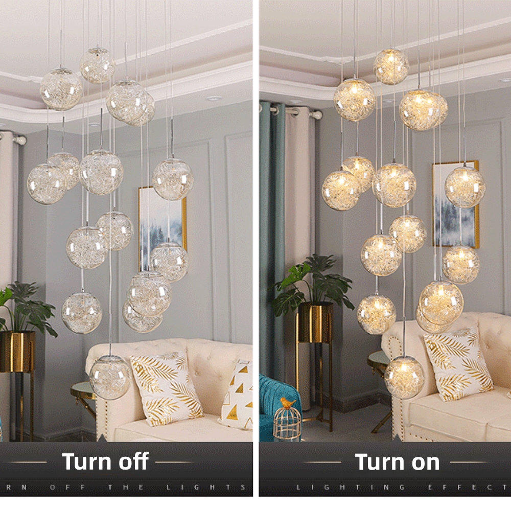 Villa Hollow Staircase Long Chandelier Modern Grand Foyer Lighting