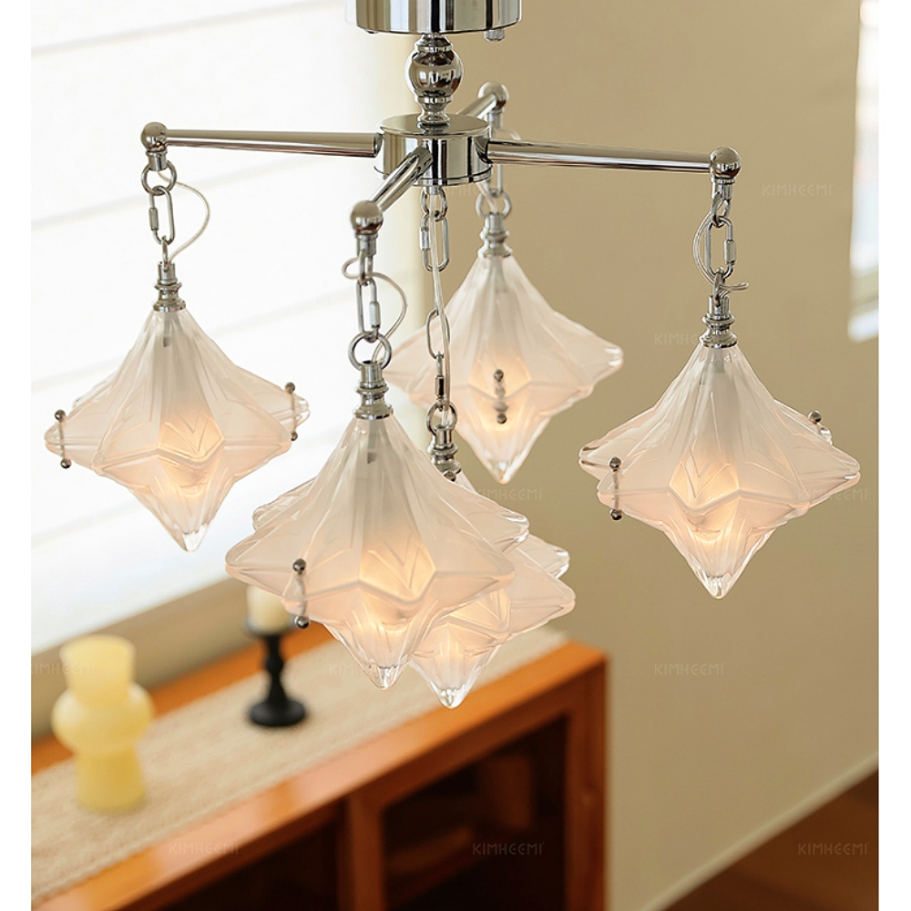 French-Style Murano Retro Star Glass Chandelier