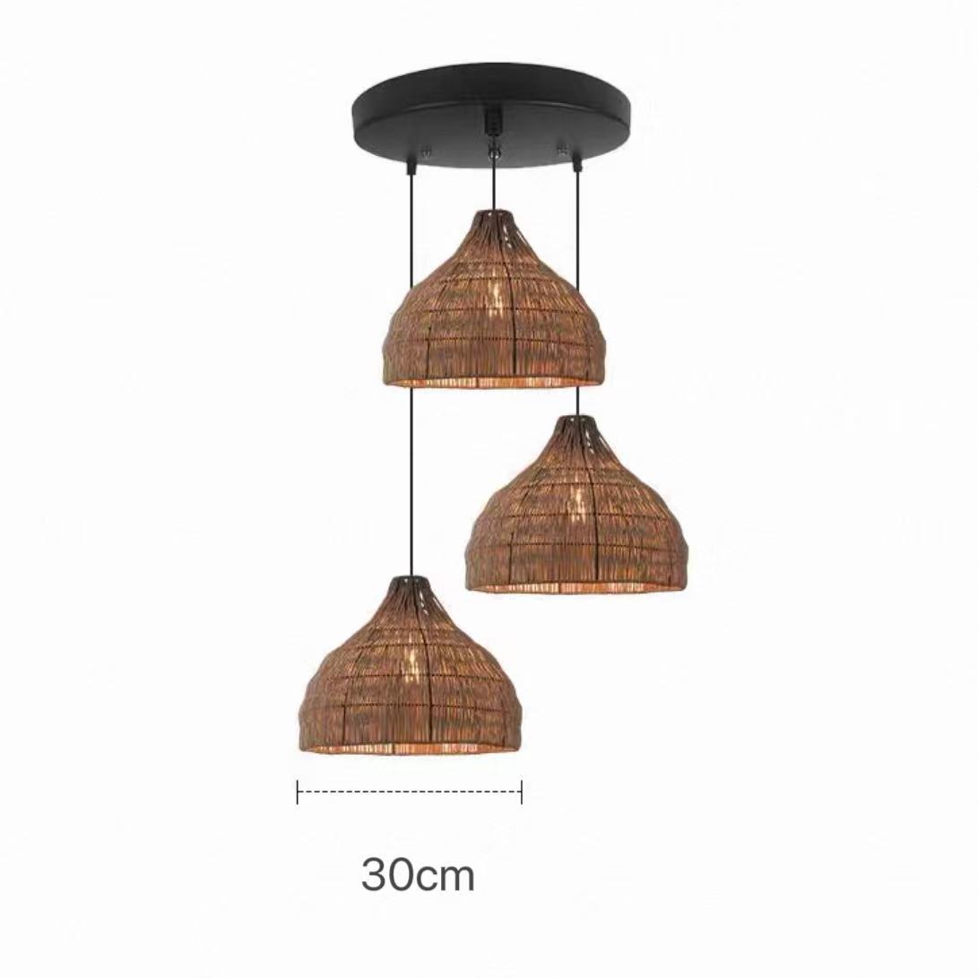 Wabi-sabi Rattan Pendant Light Duplex Loft Chandelier