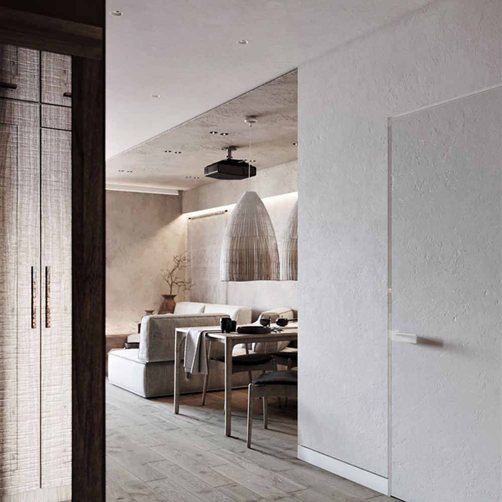 Japanese Style Wabi-sabi Dining Room Modern White Rattan Chandelier