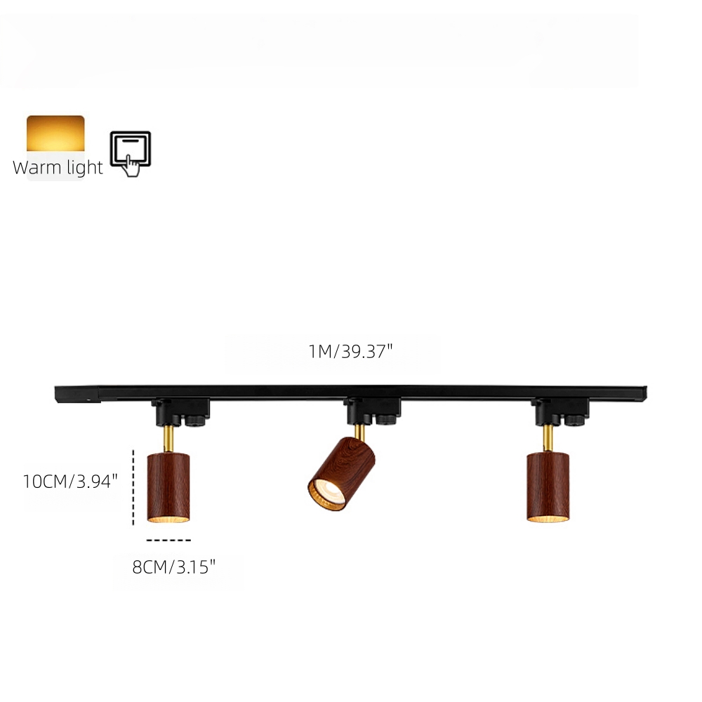 Modern Style Open-Mounted Adjustable Angle Wood Grain Track Spotlight
