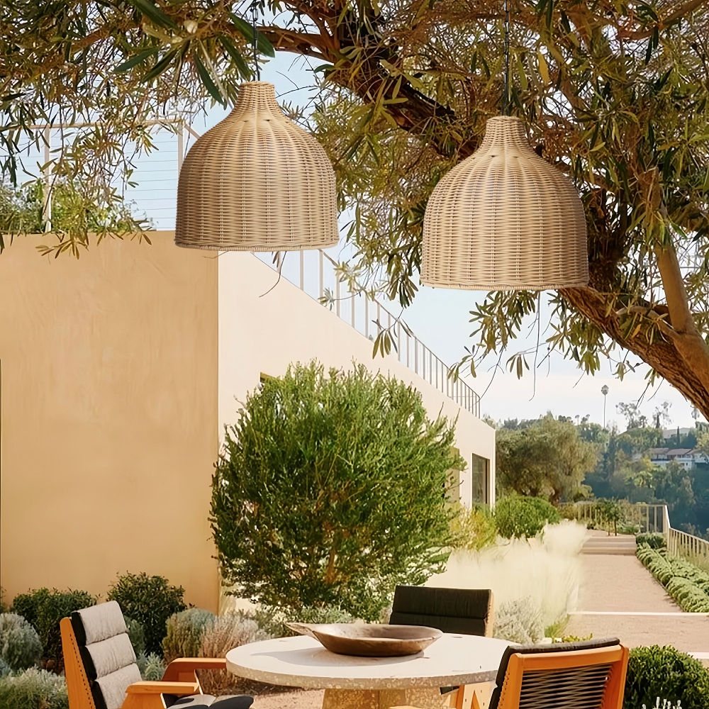Outdoor And Indoor Dual-use Waterproof Rubber Rattan Woven Pendant Light