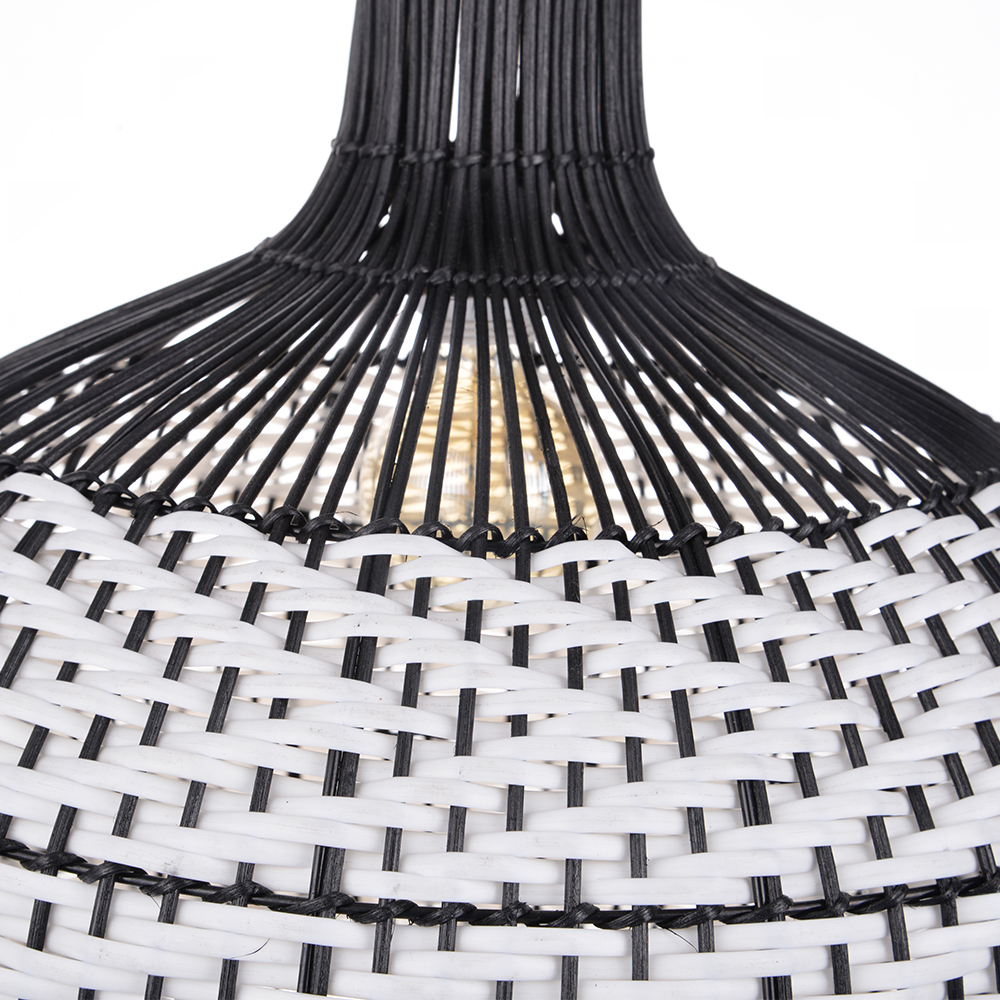 Braided Black White Light Fixtures Over Kitchen Sink Lighting Nordic Rattan Lampshade