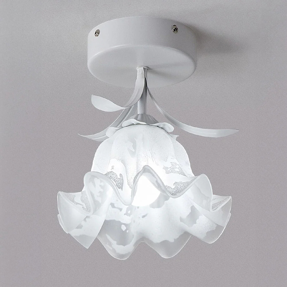 French cream style corridor balcony entrance flower bud shaped glass ceiling light