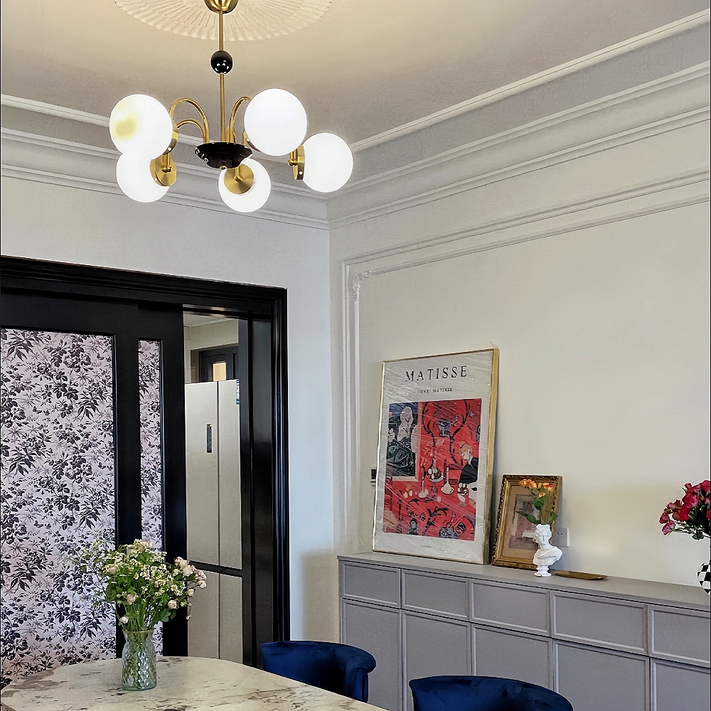 French Medieval Cream Style Magic Bean Glass Chandelier Luxury Modern Living Room Main Light