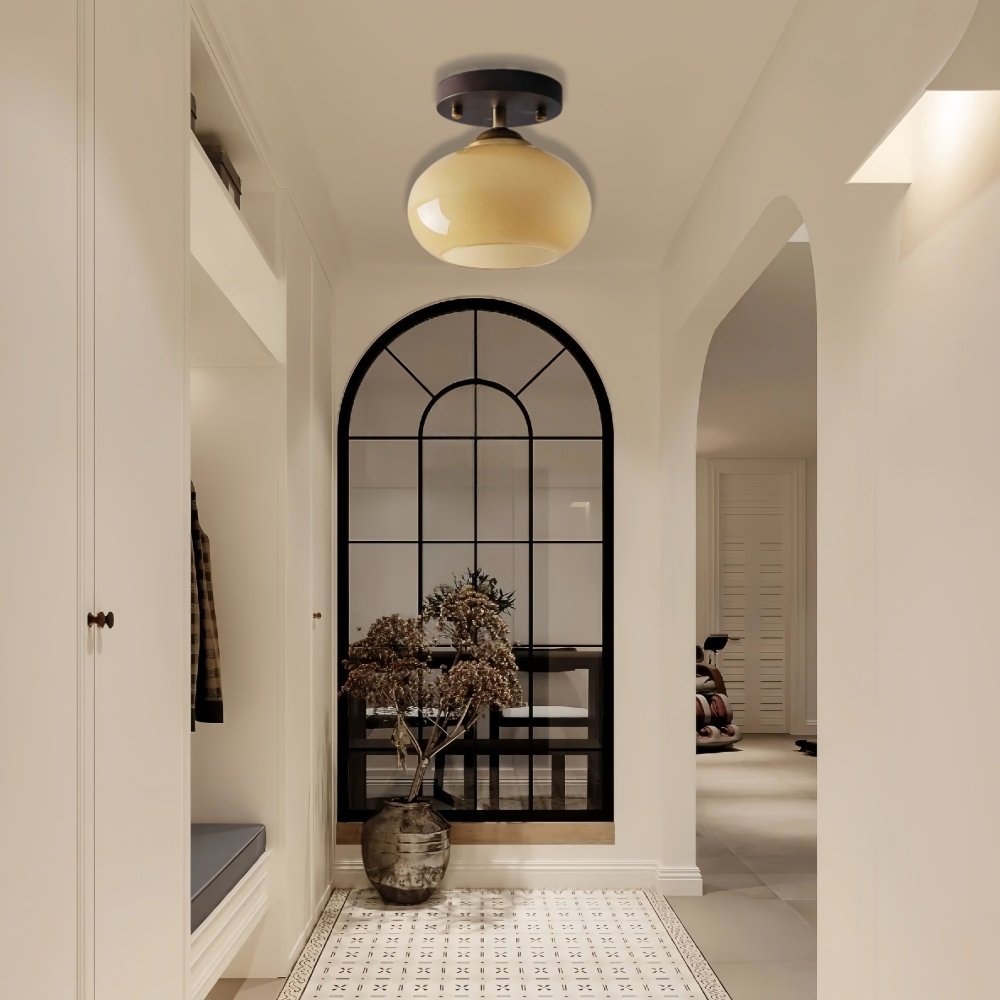 Mirad Retro Persimmon Glass Ceiling Light Bedroom Living Room