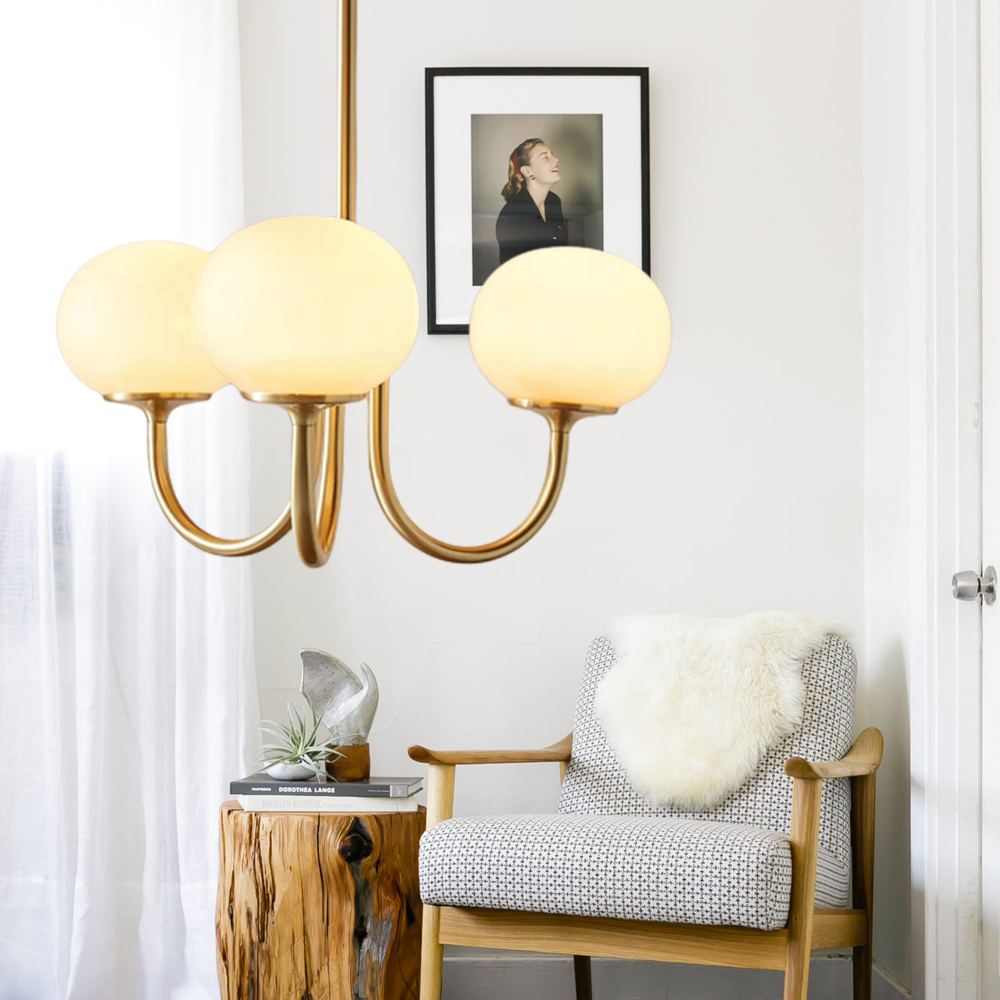 Bauhaus Living Room Chandelier Luxury Cream Pink Glass Pendant Light