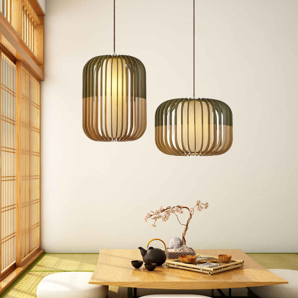 Nordic Wood Textured Dining Room Pendant Light
