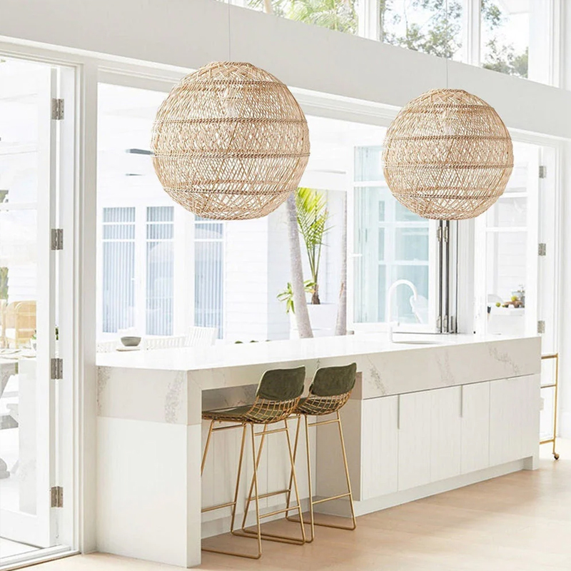 Basket Rattan Woven Lantern Chandelier Pendant Lamp Shade