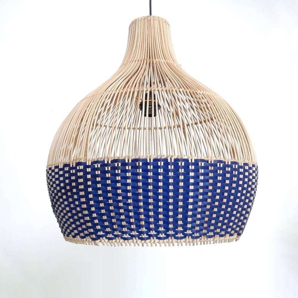Classic Blue Rattan Pendant Light
