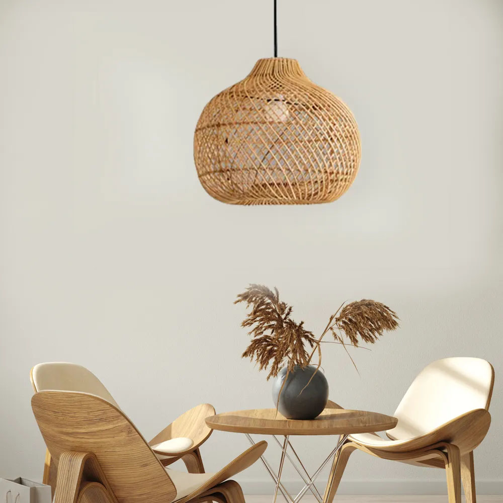 Scandinavian restaurant rattan chandelier hand-woven antique Japanese coastal pendant light
