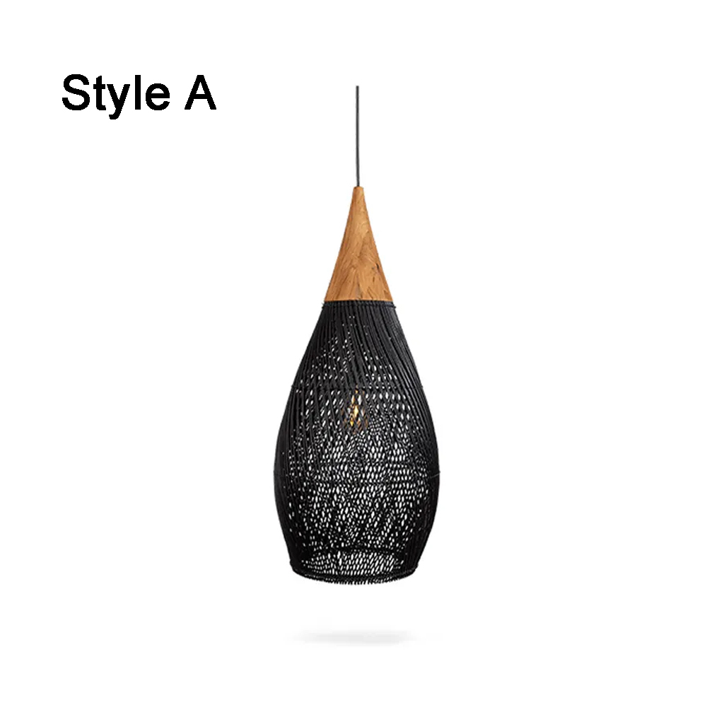 Rattan Pendant Light Wabi Sabi Style Retro Dining Room Chandelier